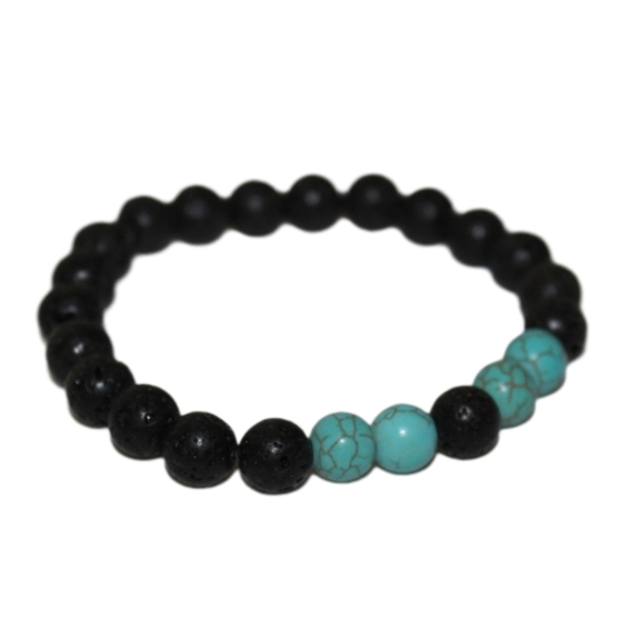 Black Agate & Turquoise Bracelet - Picture 4 of 12